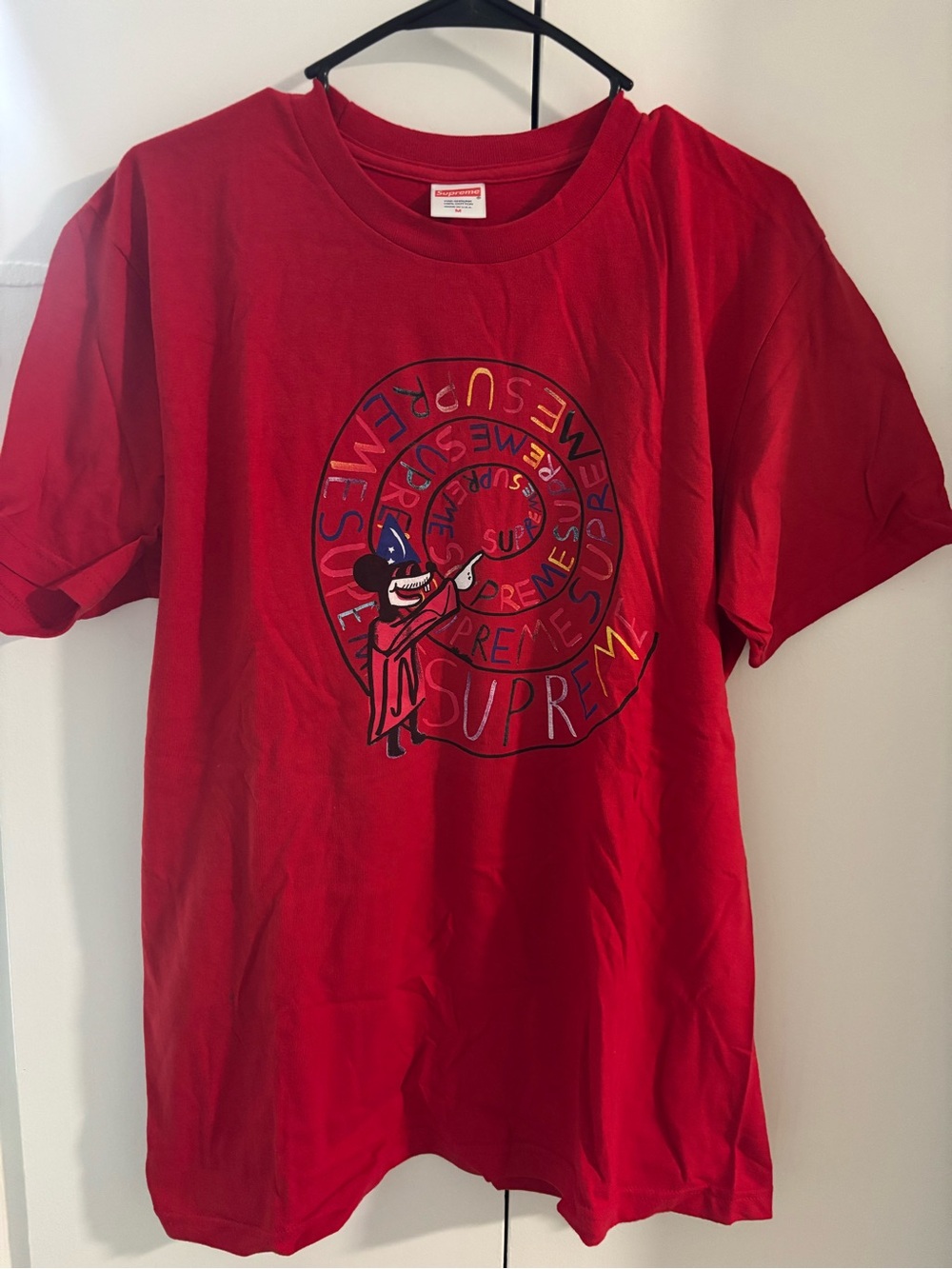 Worn once Supreme Red Spiral Wizard Graphic Short-Sleeve Tee